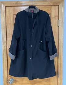 Gallery, Woman's Full Zip With Buttons Hooded Coat/Jacket, Size XL