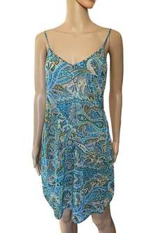 Petra Fashions Vintage 90s Green Earthy Hippie Boho Eclectic Paisley Slip Dress