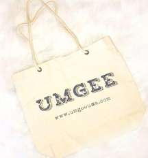 Umgee small creme and blue tote bag w/rope handles