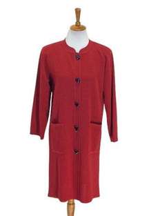 Misook Knit Long Blazer Red Size S Stealth Wealth Minimalist Quiet Luxury Boho