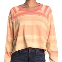 FREE PEOPLE x WE THE FREE Women’s Orange and Yellow Cropped Long Sleeve Baja T