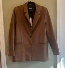 COPY - Zara tan leather blazer