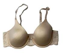 Maidenform 09441 Comfort Devotion T Shirt Bra Lined UW Lace Trim 34C Beige Nude