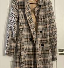 Plaid trench coat