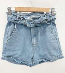 Denim Co Light Wash Blue Denim Paperbag High-Rise Shorts Women's Size 4