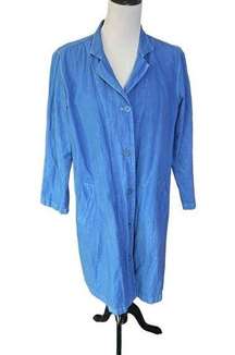 Eileen Fisher light weight blue cotton blend coat jacket size M