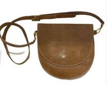 Sseko Half Moon Cognac Leather Crossbody Bag Adjustable Strap Purse Size Small