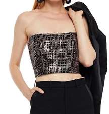 NWT  Sequin Sparkly Crop Top Going Out Party Tube Rose Gold Black