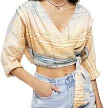 Free People We the Free Maldives Surplice Wrap Crop Top Blouse Women's Size M