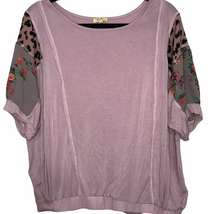 Kori America leopard and floral sleeve top