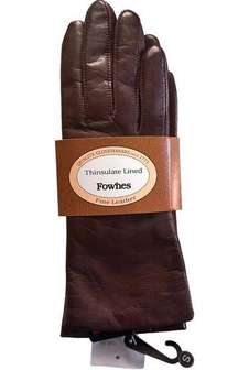 Fownes Womens Sz S Fine Leather Gloves Chocolate Brown Thinsulate Lined NWT