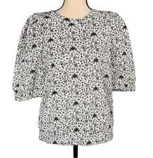 INC X-Large Sweatshirt Top Floral Crew Neck Puff Sleeves Elastic Waist Stretch