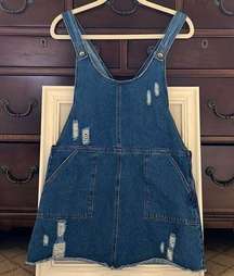 Others Follow denim overall dress w gold stitching. NWOT 8