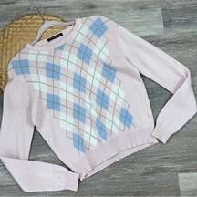 Brandy Melville pink argyle sweater