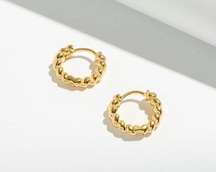 NWT Madewell Demi-Fine Puffed Huggie Hoop Earrings 14K Gold