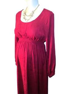 Ingrid & Isabel Wine Maroon Maternity Round Neck Dress Sz XS Like New