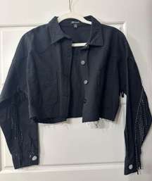 Black Fringe Jean Jacket