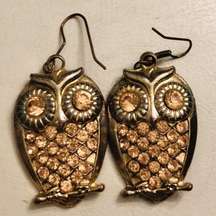 ✨FINAL PRICE✨GoldTone&Pink Owl Dangle Earrings