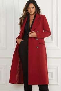 Marciano Guess Notch Lapel Wool Cashmere Double Breasted Coat Red Women's Size 2