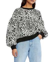 NWT  Donni Oversized Leopard Jersey Sweatshirt