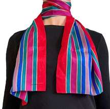 Vintage  Striped Silk Long Scarf