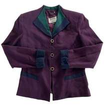 Kasper ASL Blazer Womens 8 Solid Purple Green Three Button Front Jacket Wool