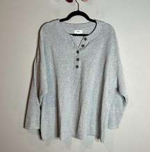 Aerie grey oversized henley sweater