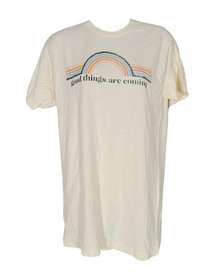 tultex cream good things are coming rainbow graphic logo tee

size medium