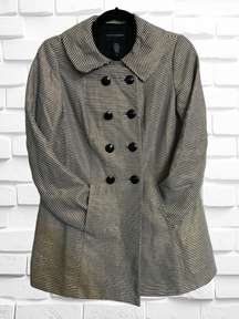 Women’s Small Metallic Striped Double Breasted Pea Coat • Lined