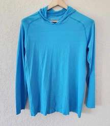 ZYIA Blue Performance Long Sleeve Hooded Shirt Size Small