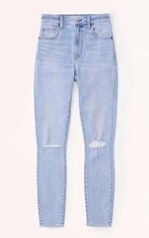 Abercrombie & Fitch super skinny ankle high rise distressed knee jeans 12