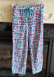 Comfy Pajama Pants Self Esteem White Graffiti Fleece fits Womens XS Girls 14