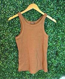 Nuuds Brown Ribbed Essential Tank Top Size XS