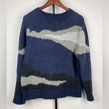 Oak + Fort Blue Gray Black Abstract Pullover Knit Sweater