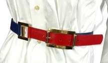 Vintage Doncaster belt red blue gold color block medium