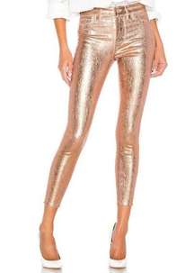NWT L'Agence Margot in Petal & Light Rose Gold Foil High Rise Skinny Jeans 28