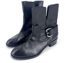 Donald J Pliner Ankle Boots Leather Donato 2 Buckle Black EU 35 Moto Size 6