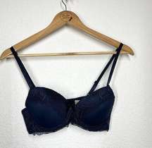 Felina Lingerie 34B Lightweight Push-up Bra Navy Lace