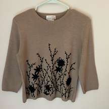 Adrianna Papell Wool Blend Embroidered Sweater Size Medium