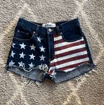 DIY American Flag Painted Short Shorts