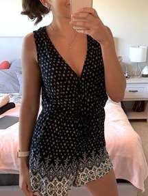 Cute Printed Black and White Summer Romper / Size S