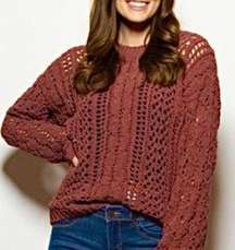 Rust Orange Crochet Sweater