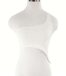 Naked Wardrobe White Smooth Side Asymmetrical Crop Top NWT Sz Small