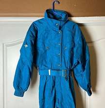 80s VINTAGE BLUE JUMPSUIT WINDBREAKER ONE PIECE SKI SUIT