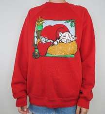 Vintage 80s Cat & Mouse Christmas Sweatshirt