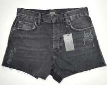 NWT  Fairfax Short Ash Black High Rise Cut Off Short Black Raw Hem size 27