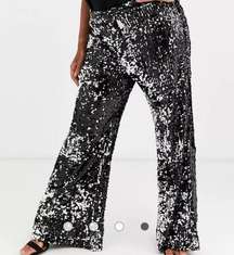 Skylar Rose NWT Silver & Black Reversible Sequins Flare Pants - size 20