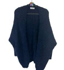 LIZARD THICKET LZ Cozy Up One Size Oversized Eyelash Cocoon Cardigan Navy Blue