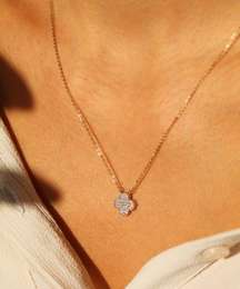 14k Solid Gold Clover Necklace Perfect Gift