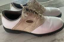 FootJoy Women’s Golf Shoes size 6, 98571 Comfort Beige White Saddle Cleats